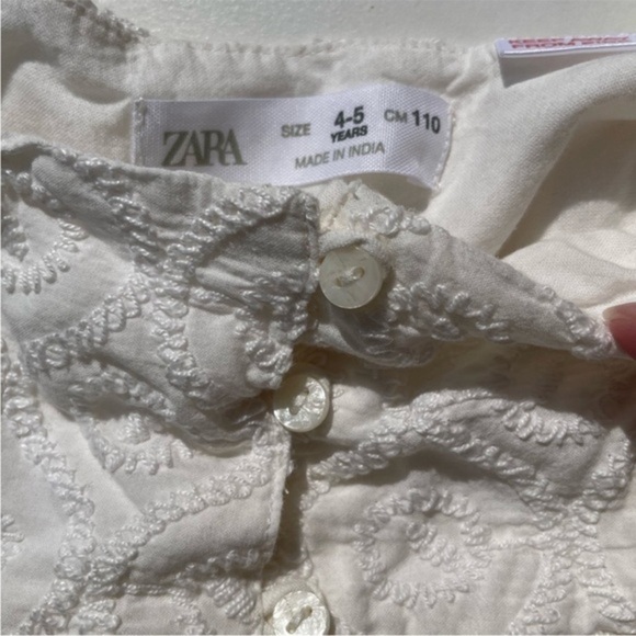 Zara Cotton Off White Puff Sleeve Baby Doll Kids Dress - Picture 8 of 13